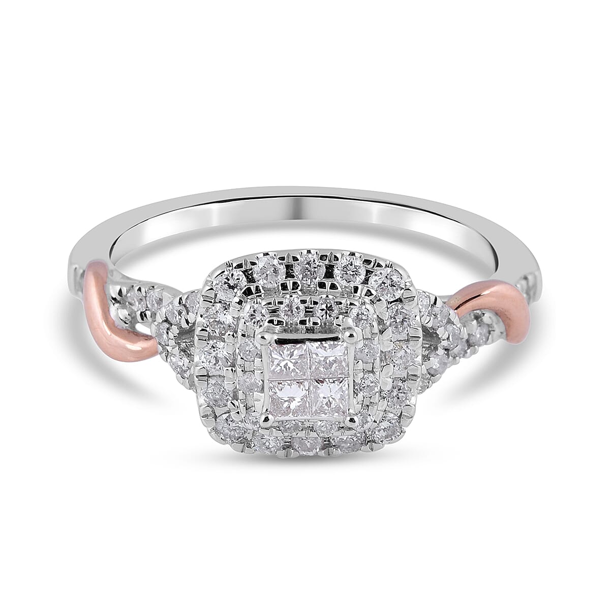 White cheapest Gold Engagement Ring 10k diamonds