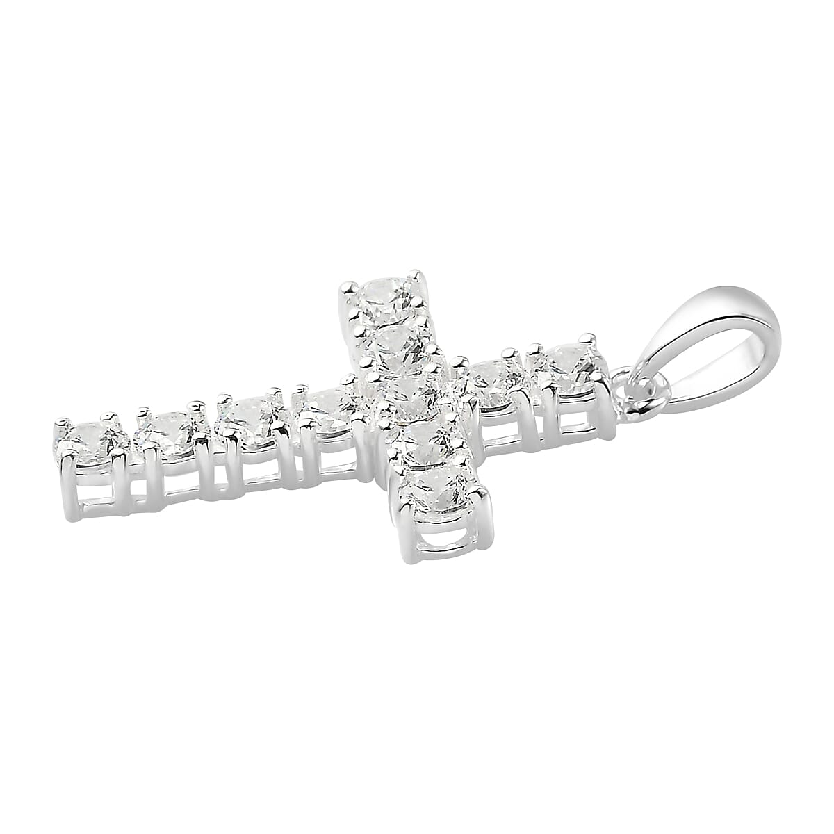 Lustro Stella Sterling Silver Cross Pendant Made with Finest CZ 2.95 Ct.