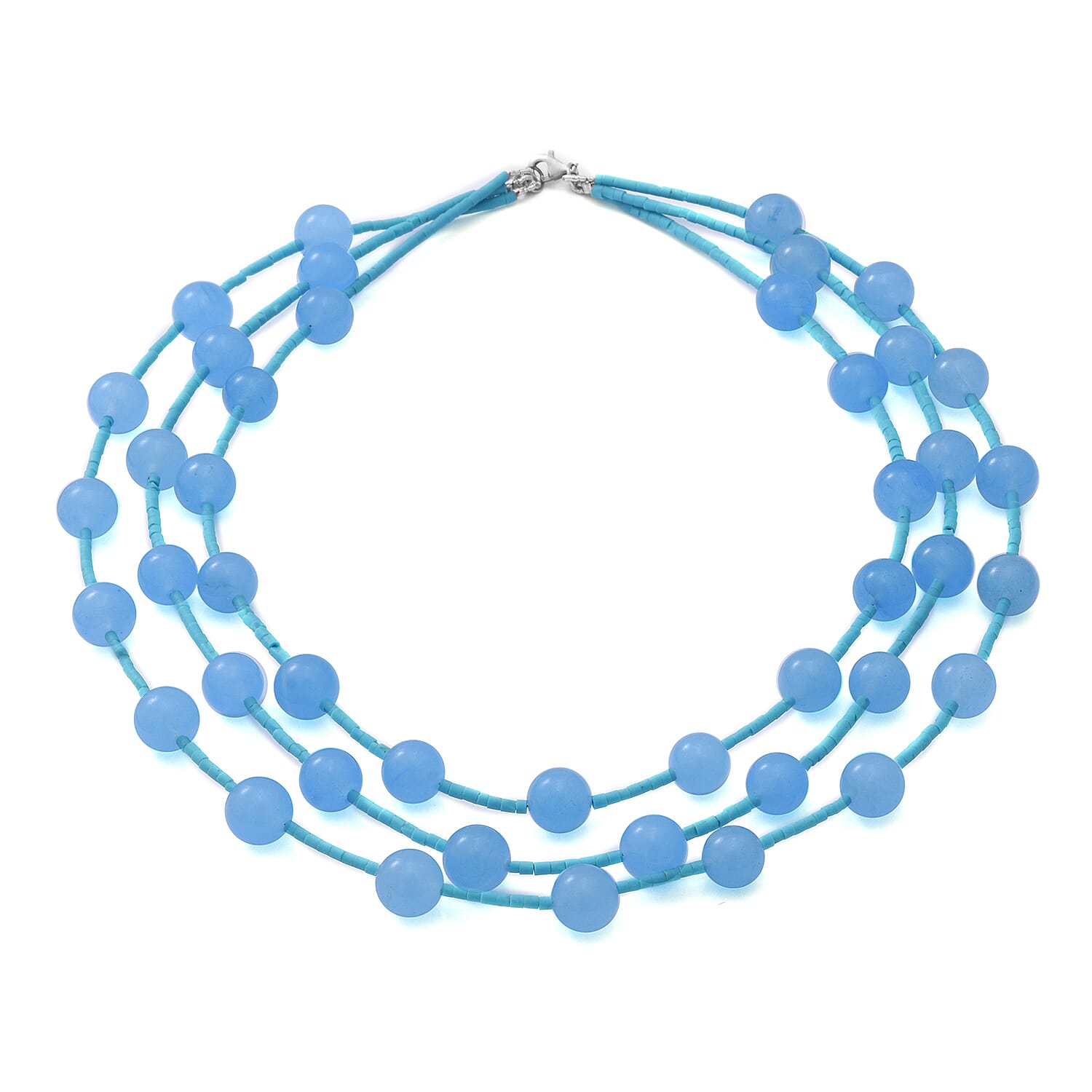 Hemimorphite Necklace (Size 16.5) with Lobster Clasp in Rhodium Overlay Sterling Silver 338.00 Ct.