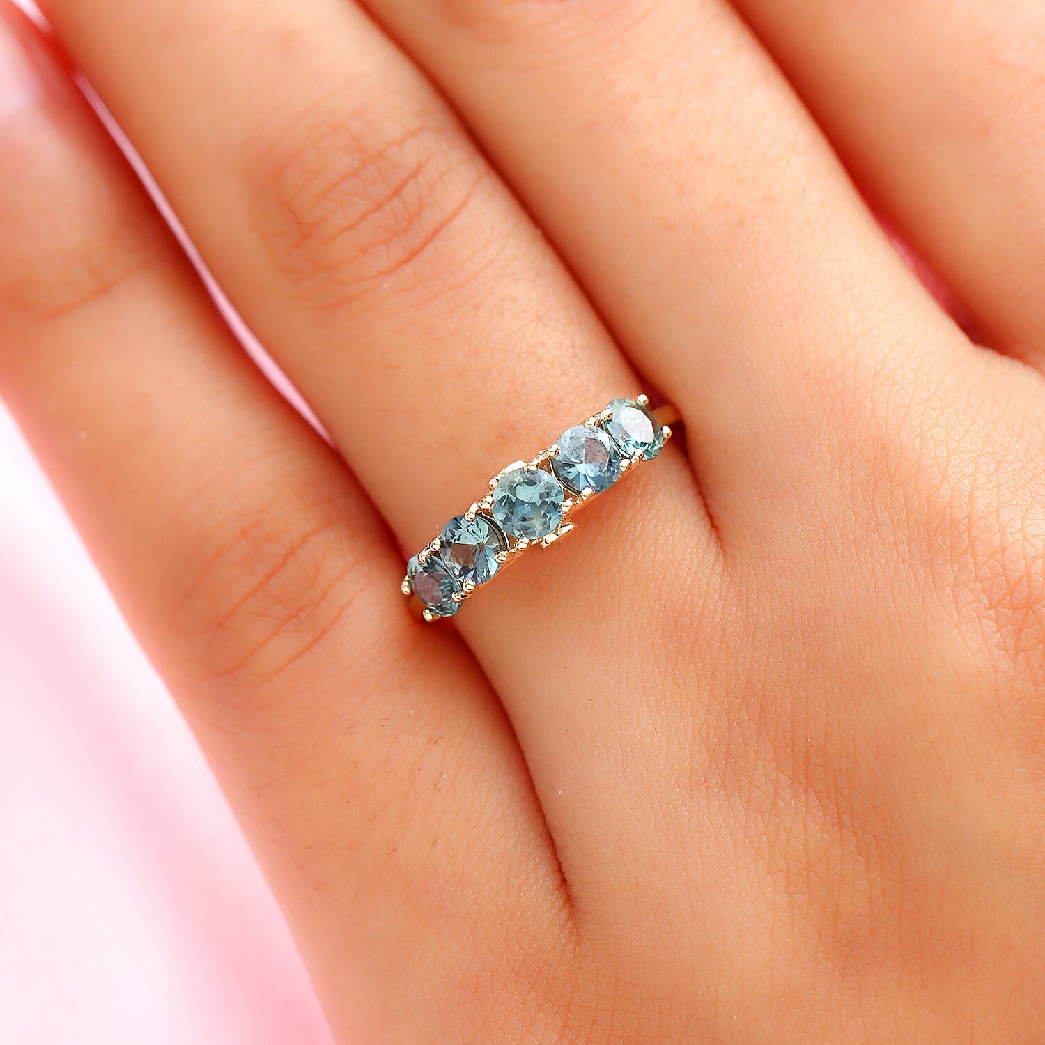 9K Yellow Gold Natural Parti Sapphire and Diamond Ring 1.53 Ct.