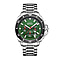 VICKERS ARMSTRONGS Limited Edition Hand Assembled Geosphere Chronograph Movement Green Dial Water Resistant Watch with Silver Colour Chain Strap