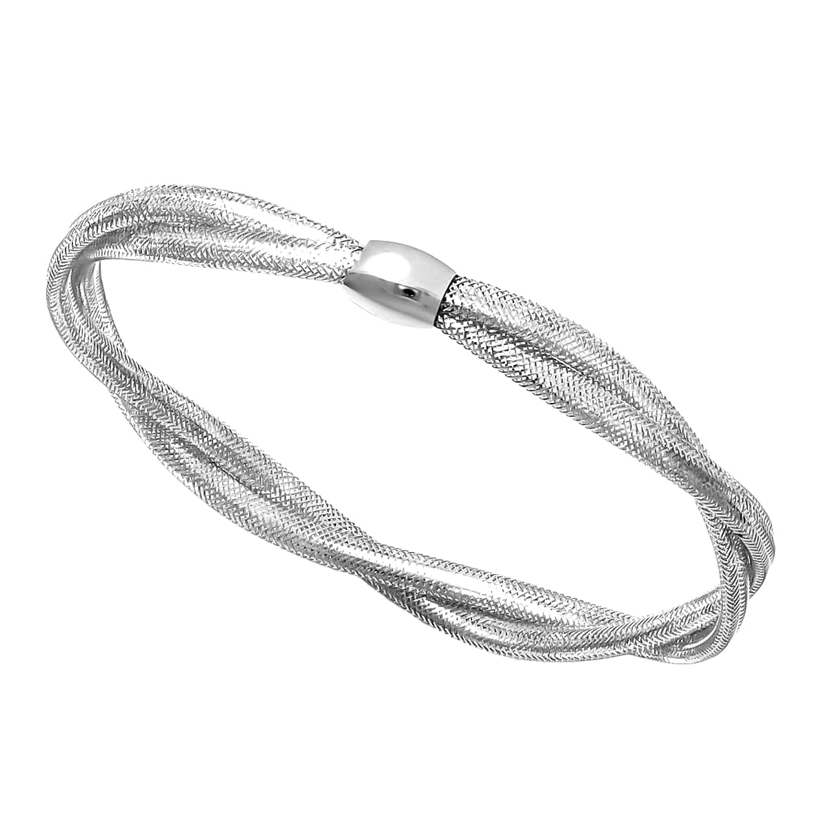 Italian Made -9K White Gold Stretchable Bangle (Adjustable Size 6-10)