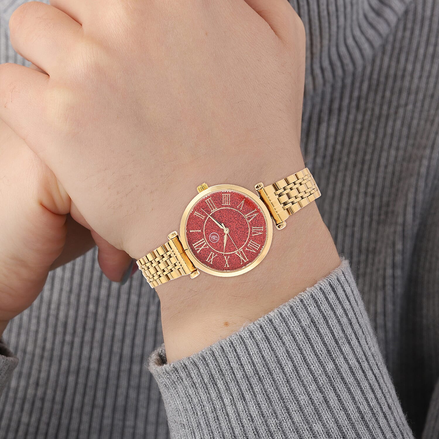 GENOA Japanese Movement Water Resistant Watch with Stainless Steel Strap - Coral