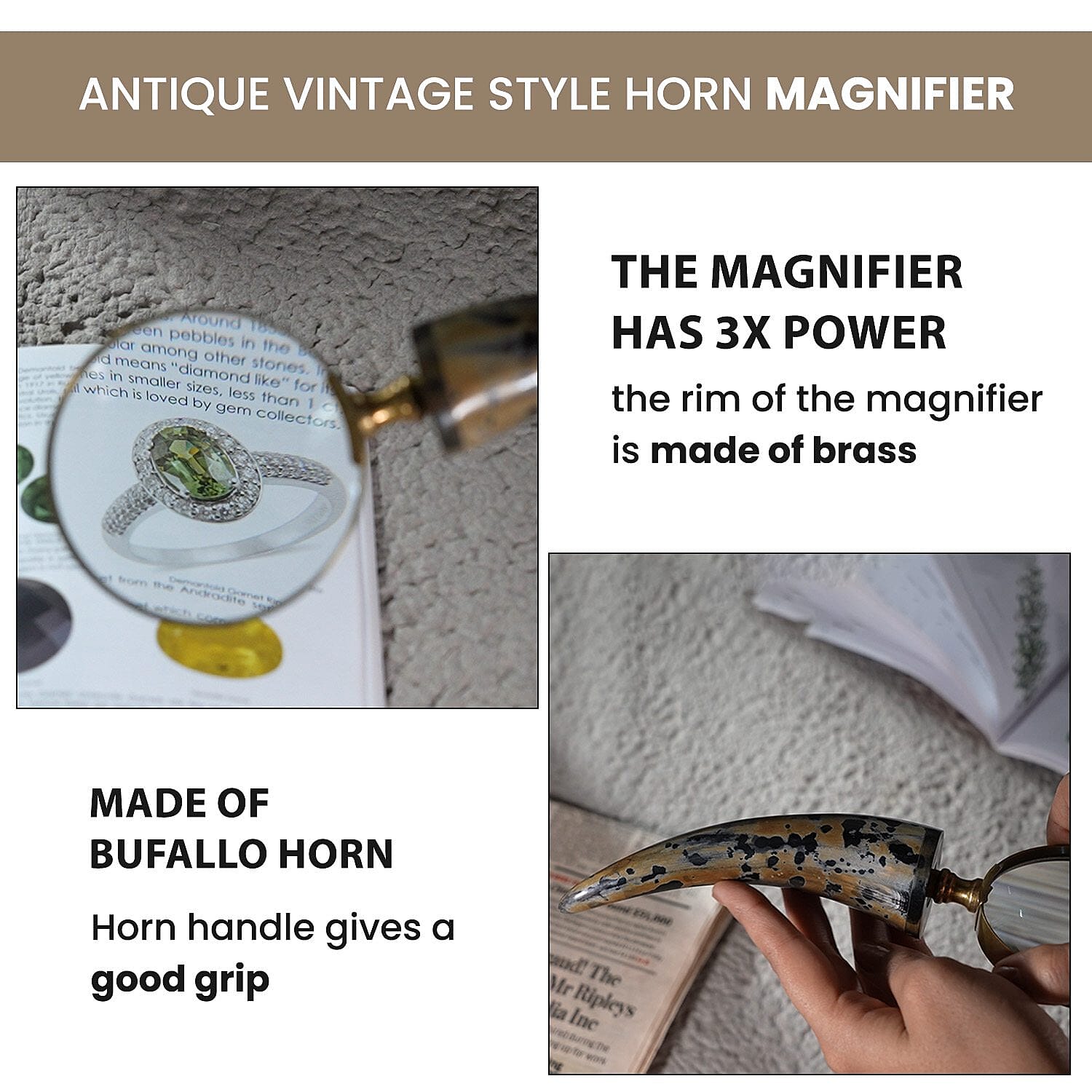 Handcrafted Reading Glass - Brown & Brown