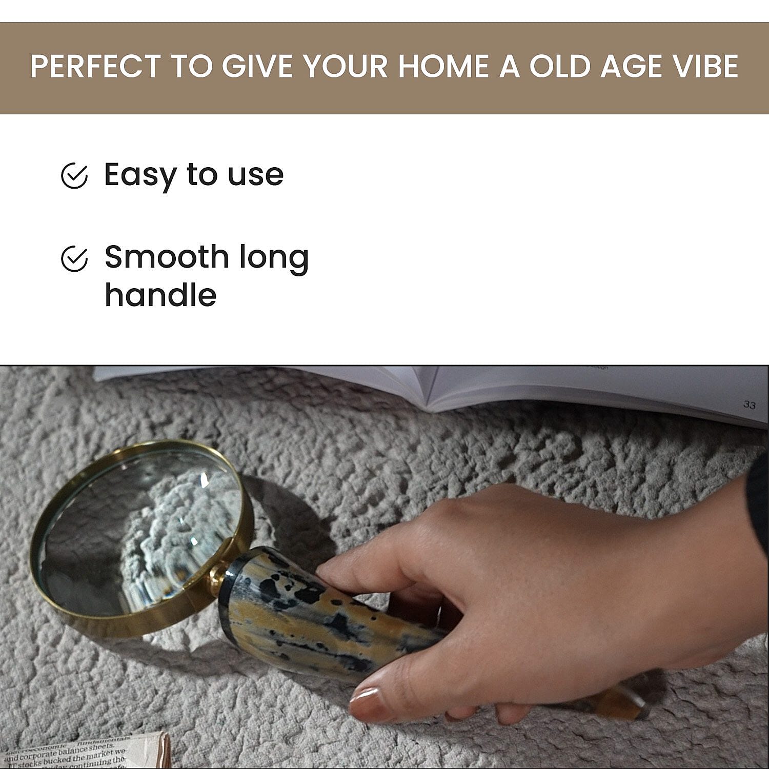 Handcrafted Reading Glass - Brown & Brown