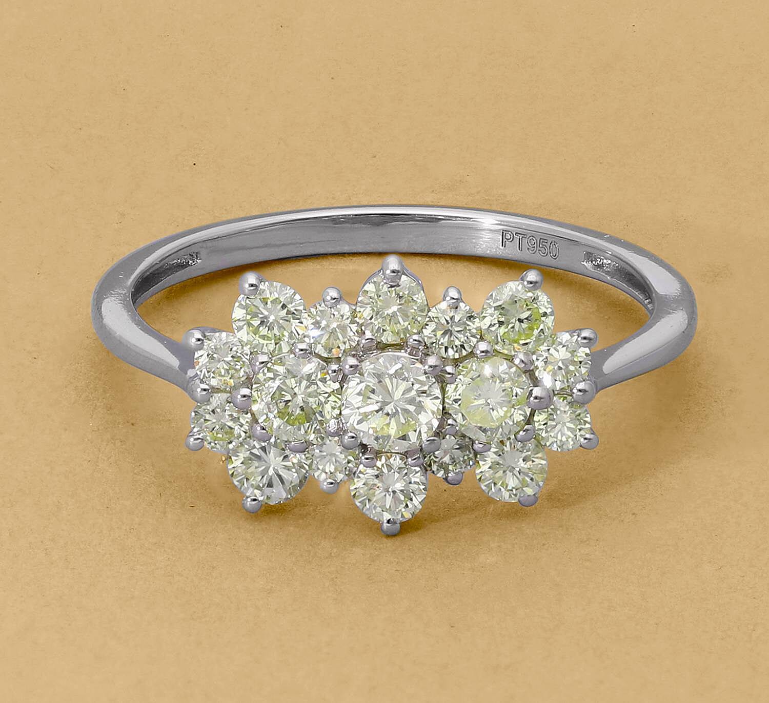 Signature Collection 950 Platinum SGL Certified Natural Yellow Diamond (SI) Boat Ring 1.00 Ct.