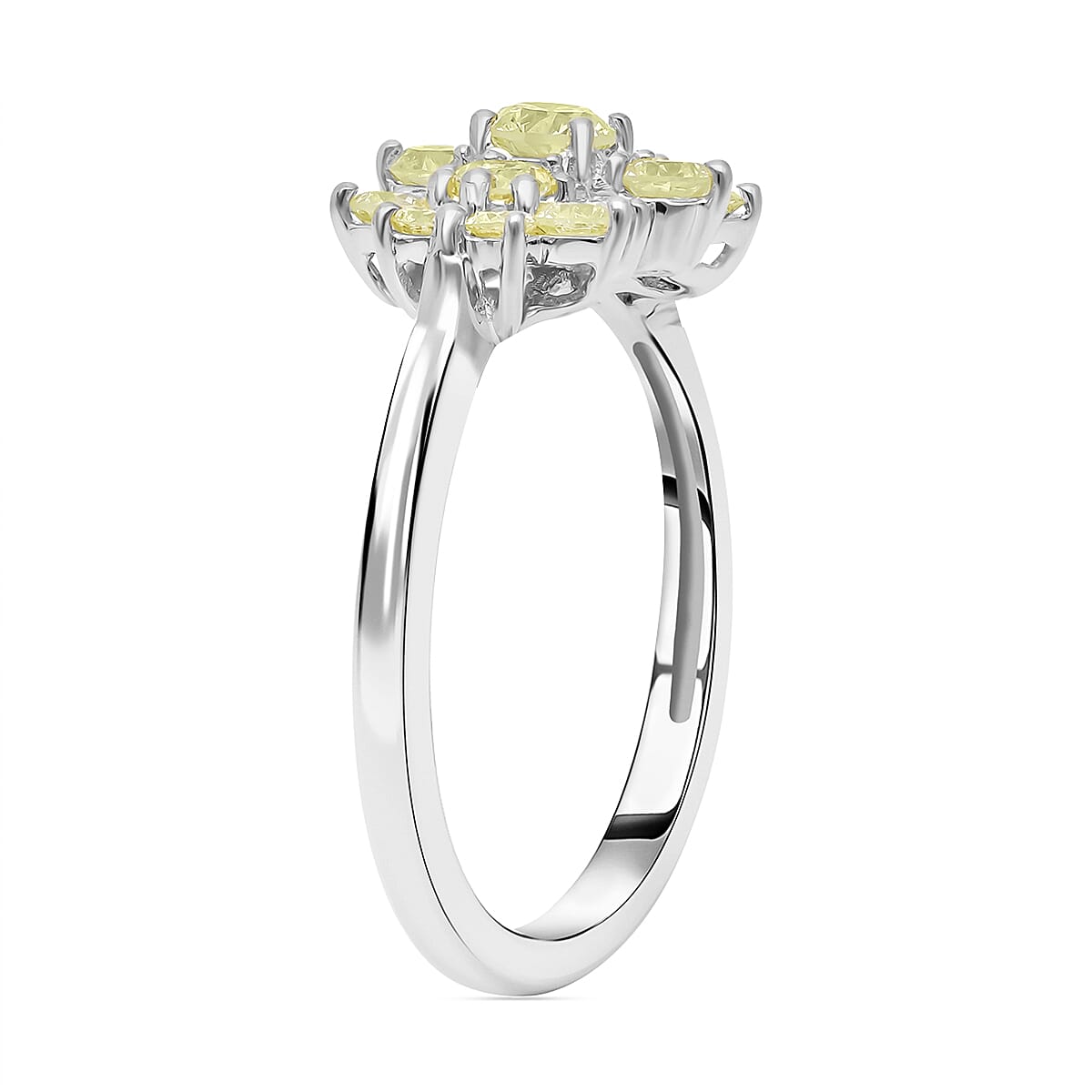 Signature Collection 950 Platinum SGL Certified Natural Yellow Diamond (SI) Boat Ring 1.00 Ct.