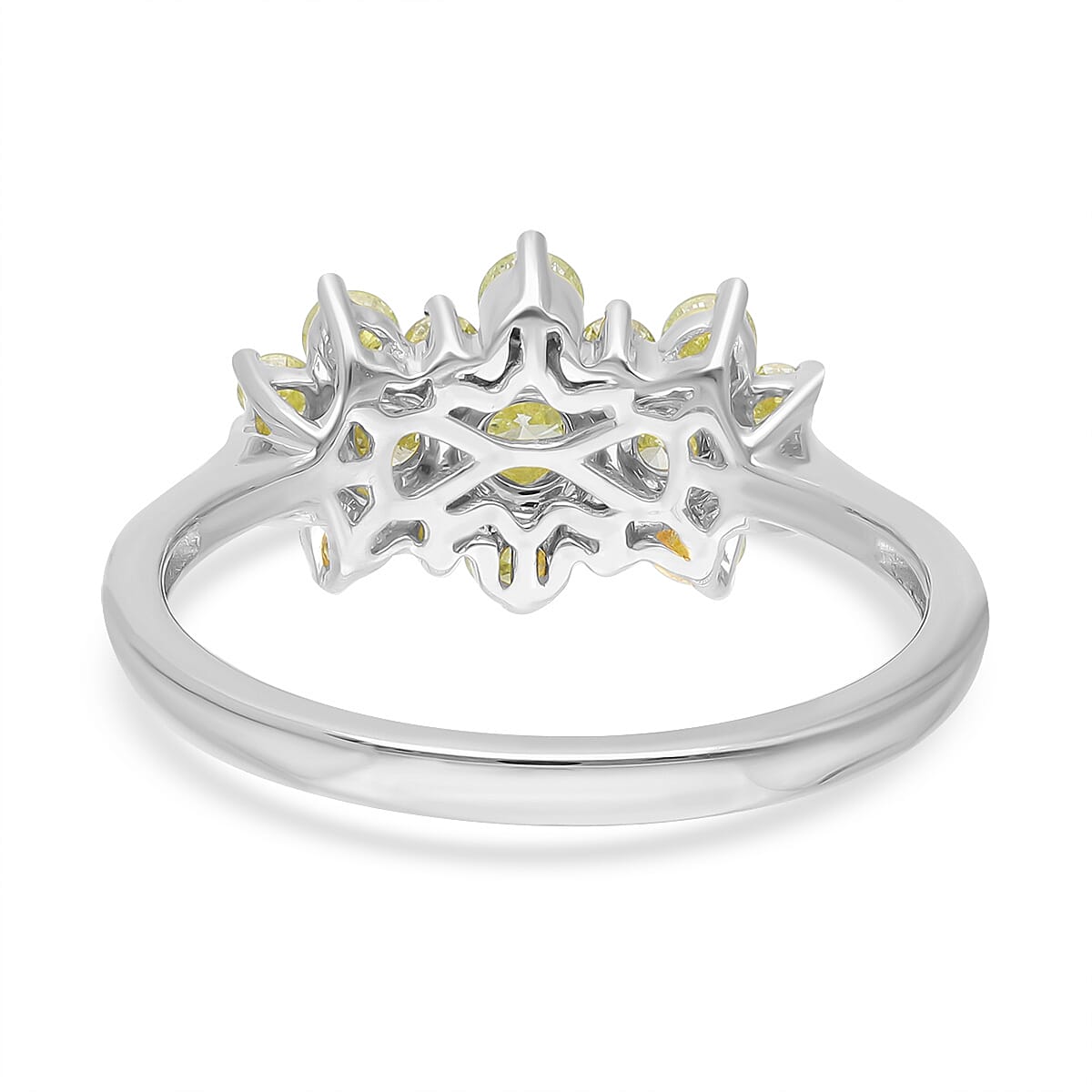Signature Collection 950 Platinum SGL Certified Natural Yellow Diamond (SI) Boat Ring 1.00 Ct.