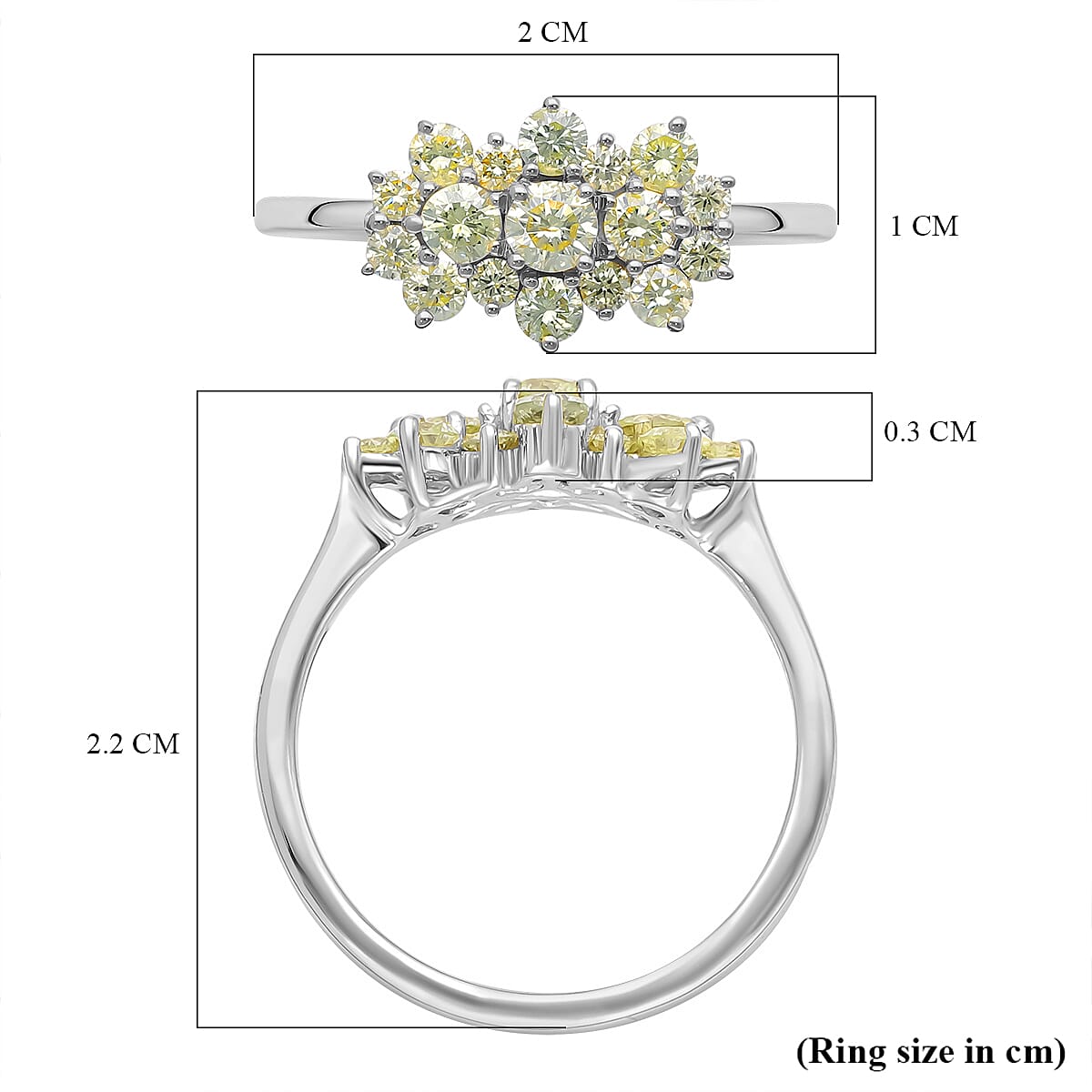 Signature Collection 950 Platinum SGL Certified Natural Yellow Diamond (SI) Boat Ring 1.00 Ct.