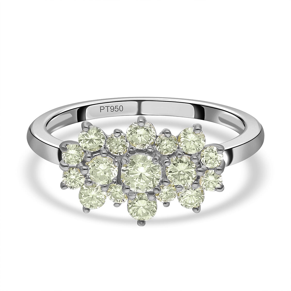 Signature Collection 950 Platinum SGL Certified Natural Yellow Diamond (SI) Boat Ring 1.00 Ct.