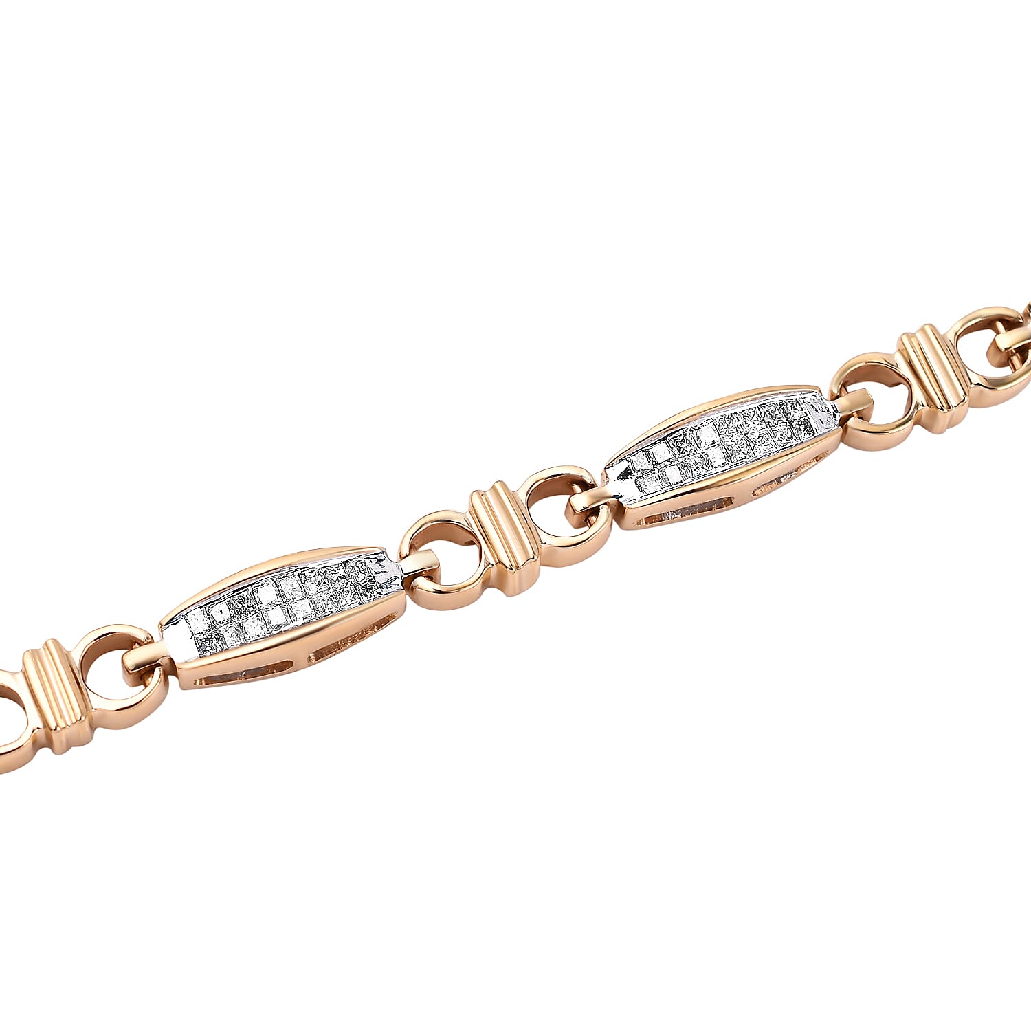 NY Close Out 14K Yellow Gold Diamond (SI-I1 -G-H) Bracelet (Size - 7) 1.00 Ct, Gold Wt. 8.00 Gms