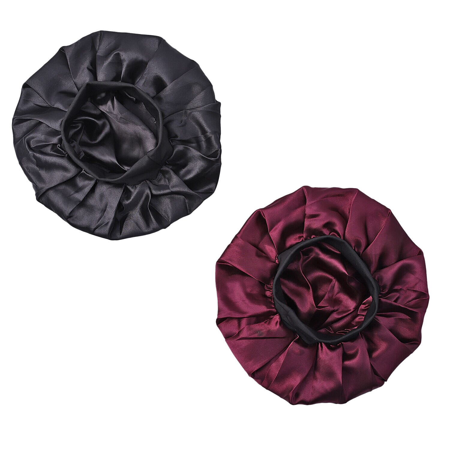 Set of 2 Double Layered Beauty Hair Bonnets (Size 21 Dia Cm) - Black & Silver