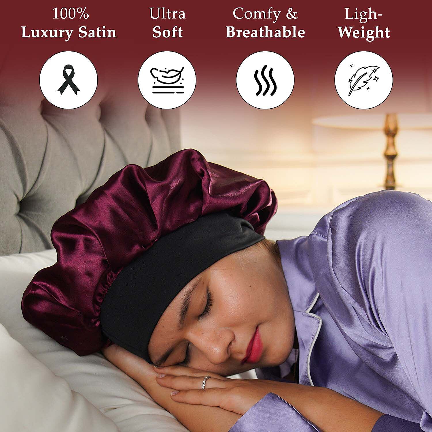 Set of 2 Double Layered Beauty Hair Bonnets (Size 21 Dia Cm) - Black & Silver