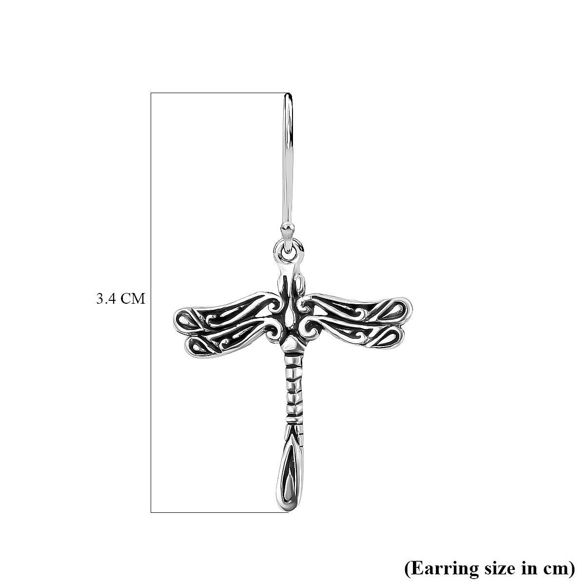 Royal Bali Collection - Sterling Silver Dragonfly Earrings (with Hook)