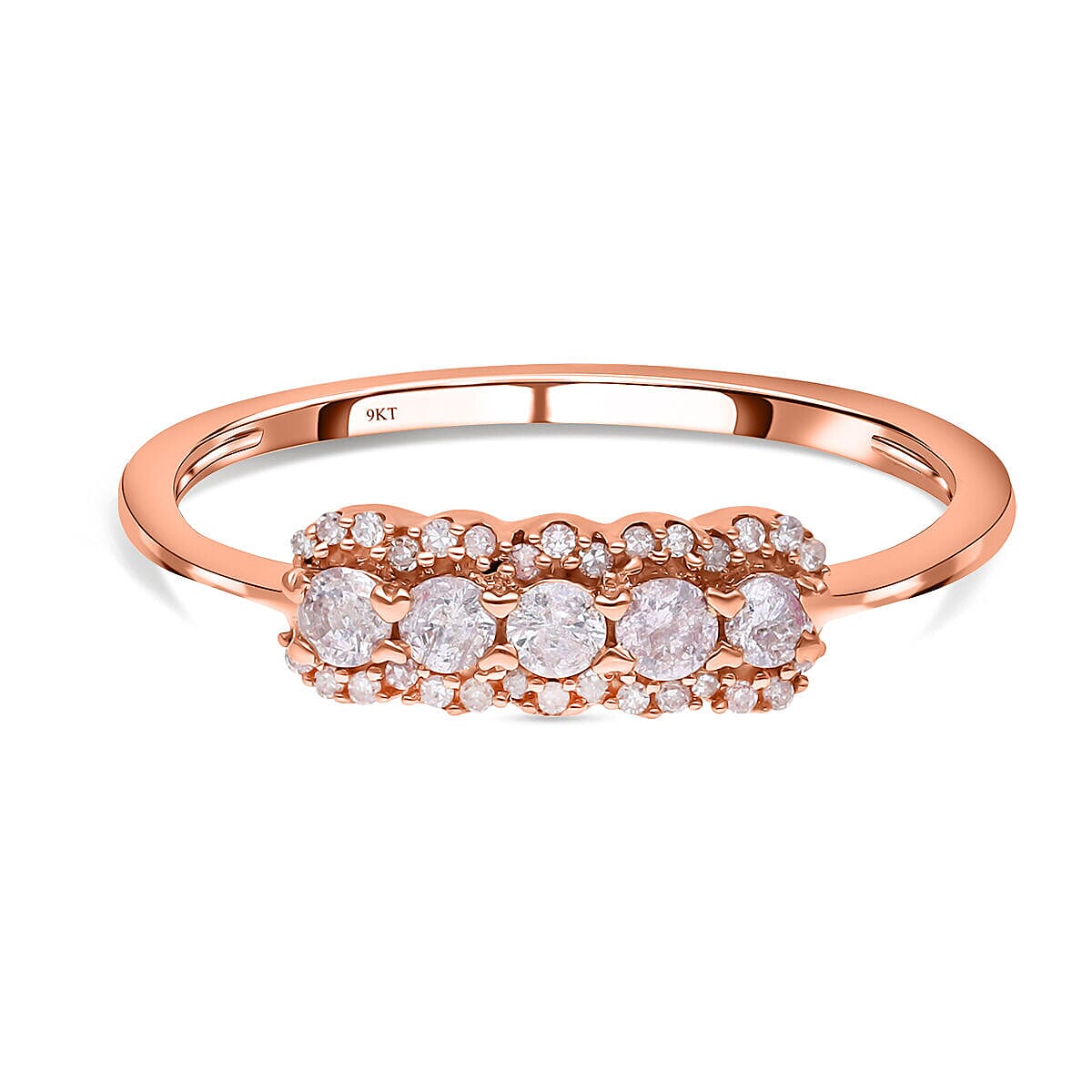 One Time Deal-9K Rose Gold Natural Pink Diamond  Ring 0.35 Ct