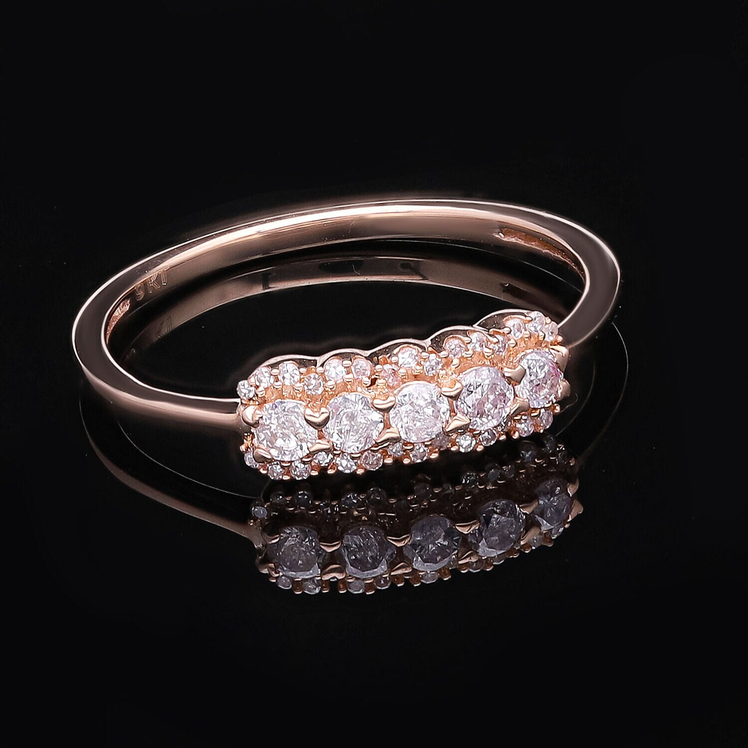 One Time Deal-9K Rose Gold Natural Pink Diamond  Ring 0.35 Ct