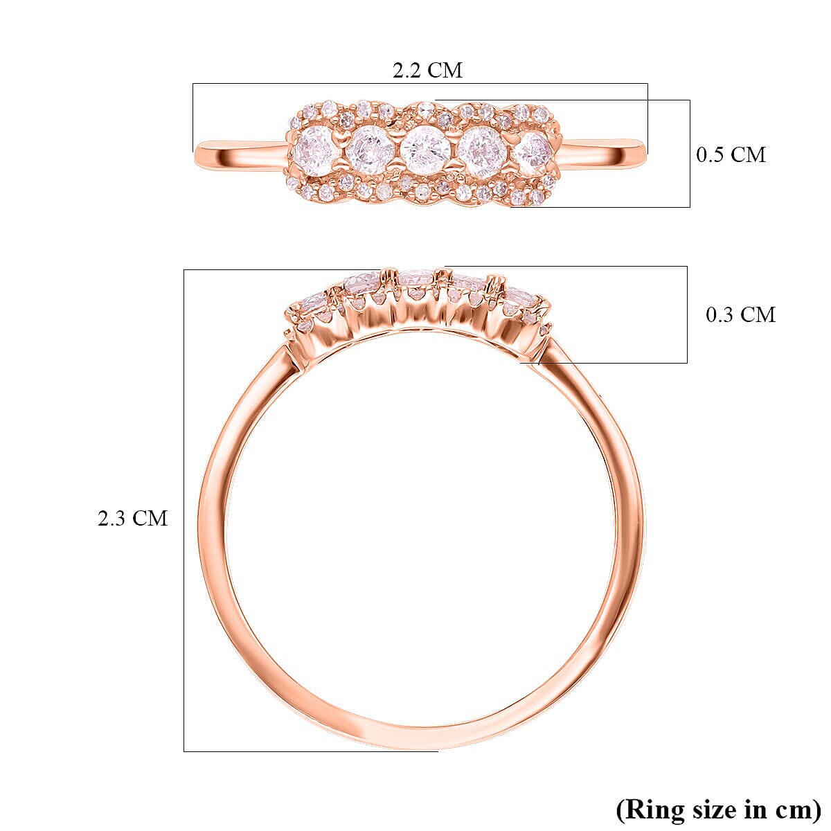 One Time Deal-9K Rose Gold Natural Pink Diamond  Ring 0.35 Ct
