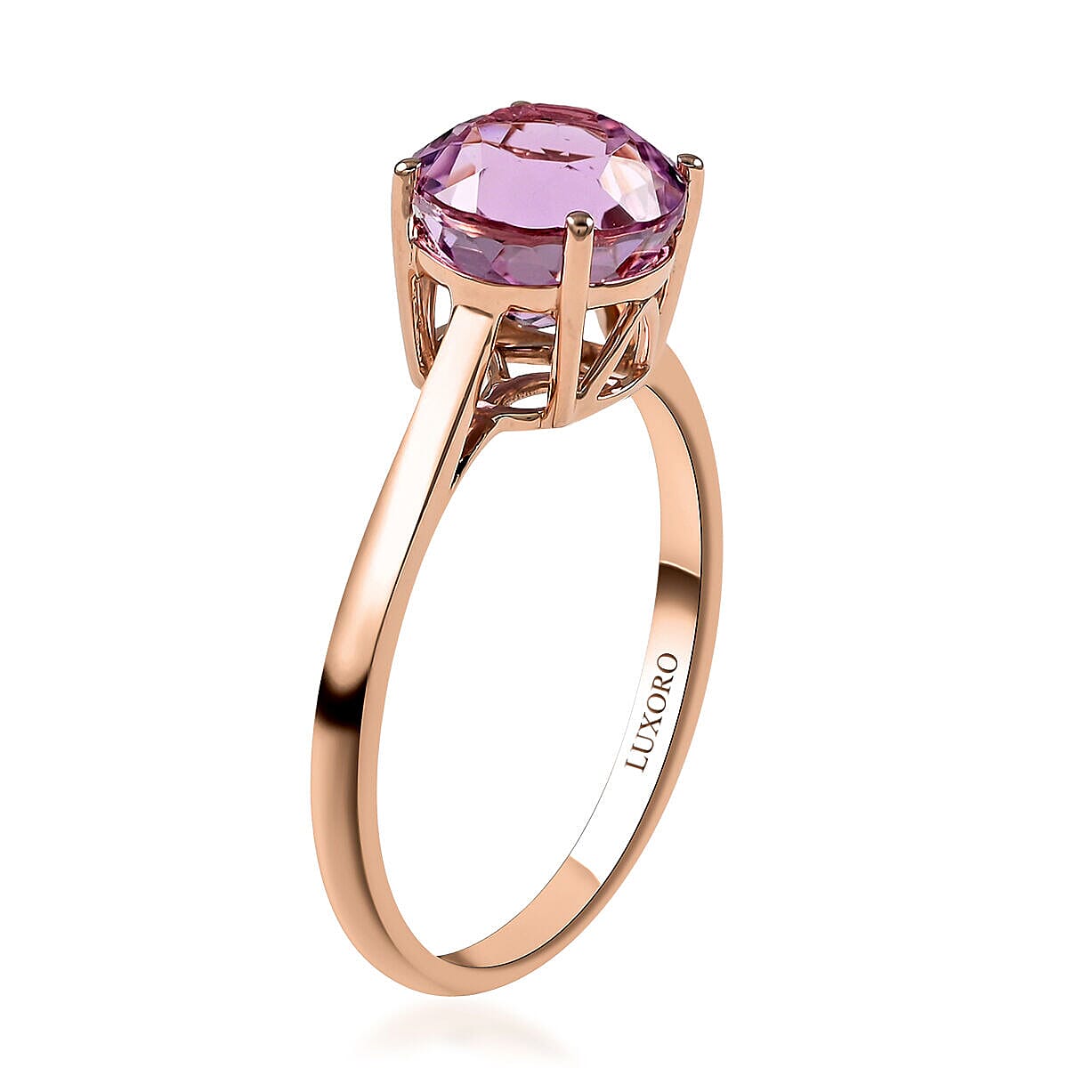 Certified and Appraised 14K Rose Gold AAA Martha Rocha Kunzite Solitaire Ring Gold 3.14 grams, 2.60 Ct