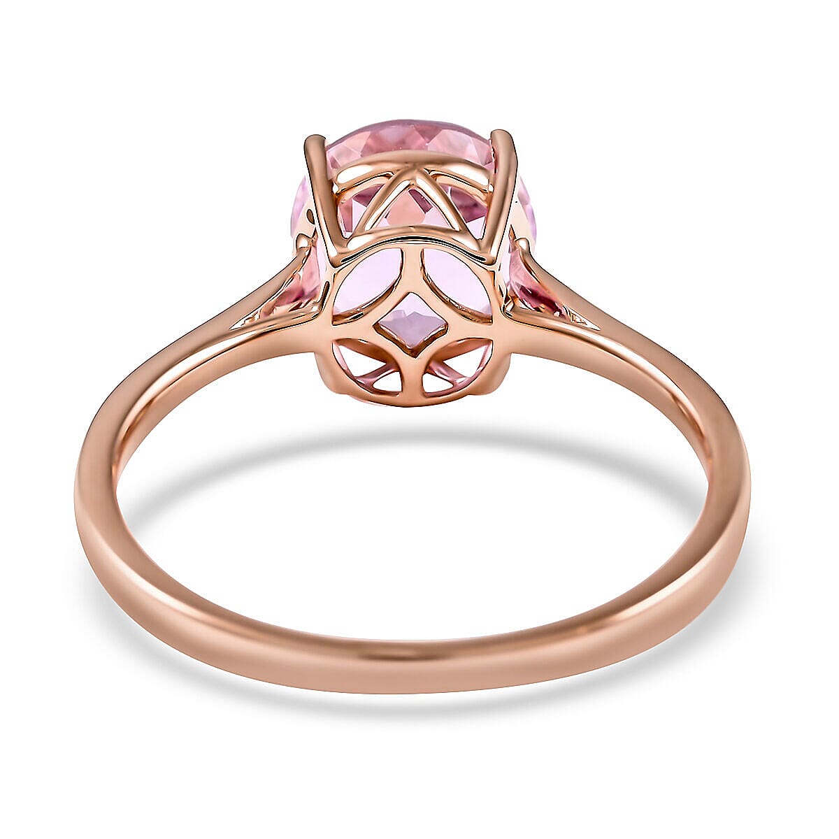 Certified and Appraised 14K Rose Gold AAA Martha Rocha Kunzite Solitaire Ring Gold 3.14 grams, 2.60 Ct