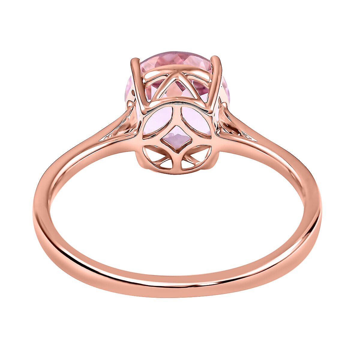 Certified and Appraised 14K Rose Gold AAA Martha Rocha Kunzite Solitaire Ring Gold 3.14 grams, 2.60 Ct