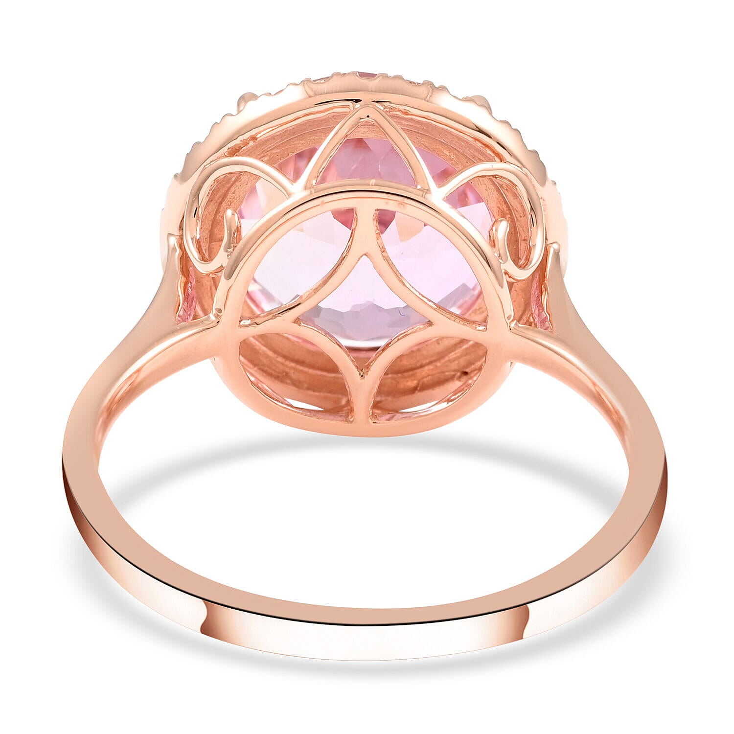Certified and Appraised 14K Rose Gold AAA Martha Rocha Kunzite and Diamond I1 Solitaire Ring Gold 3.27 grams, 6.80 Ct