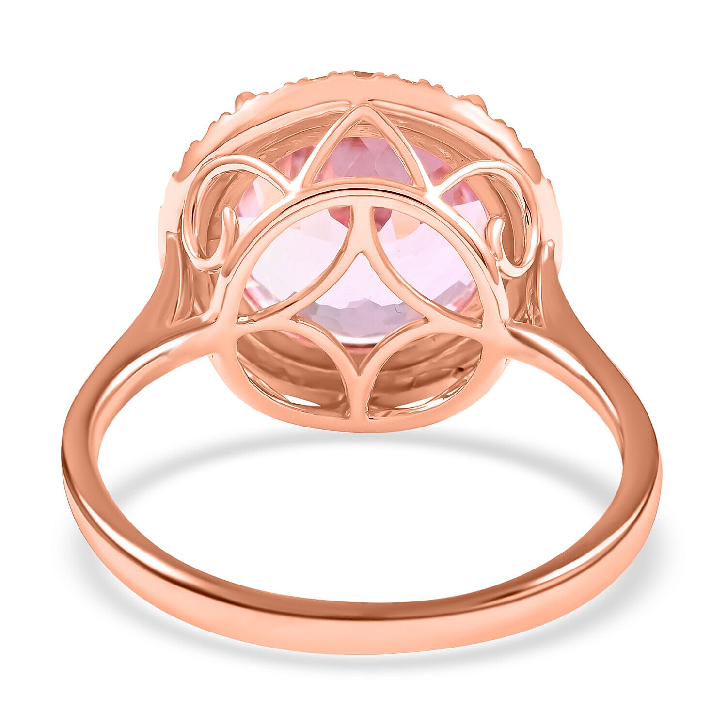 Certified and Appraised 14K Rose Gold AAA Martha Rocha Kunzite and Diamond I1 Solitaire Ring Gold 3.27 grams, 6.80 Ct