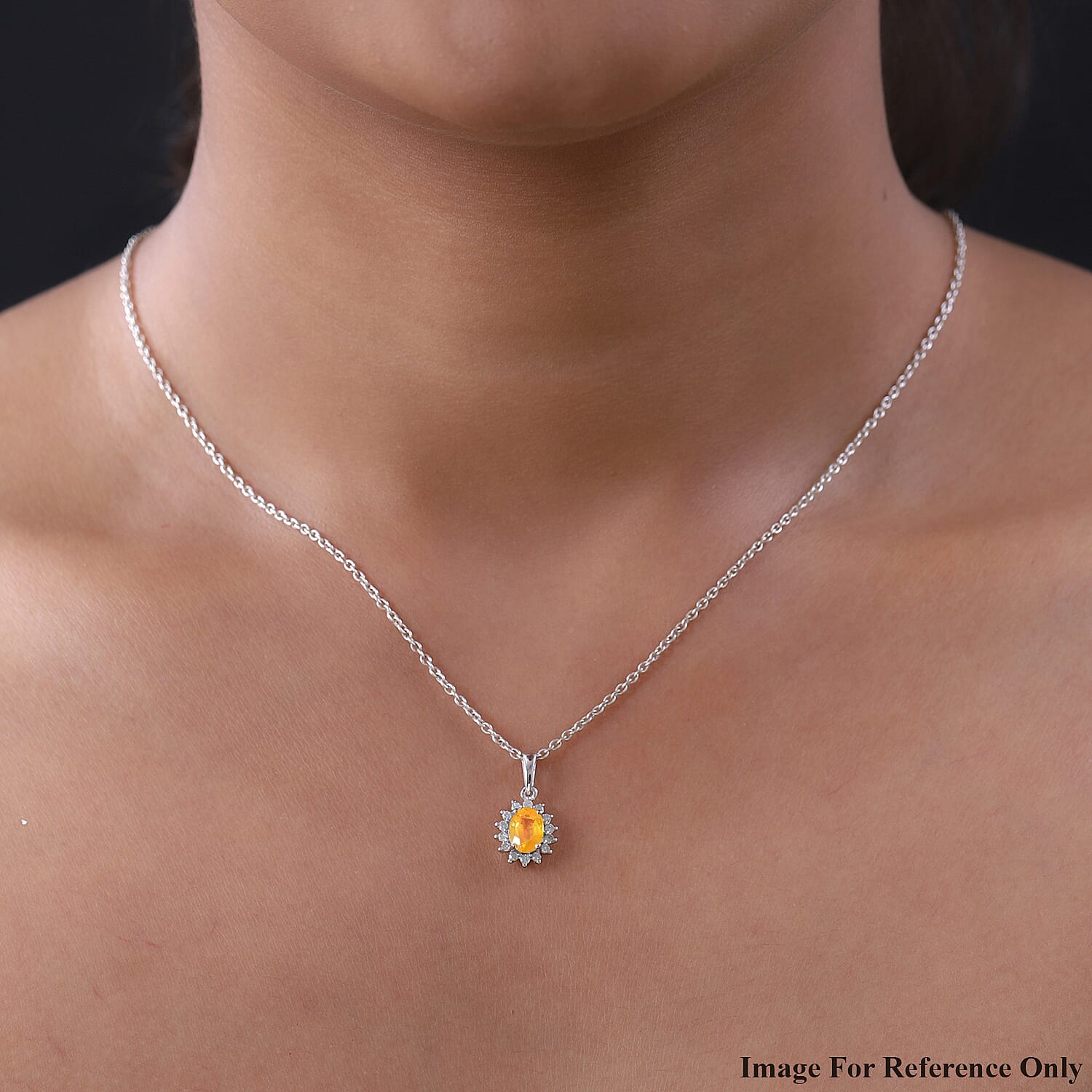 9K White Gold Yellow Sapphire and Diamond (G-H) Pendant 1.24 Ct.