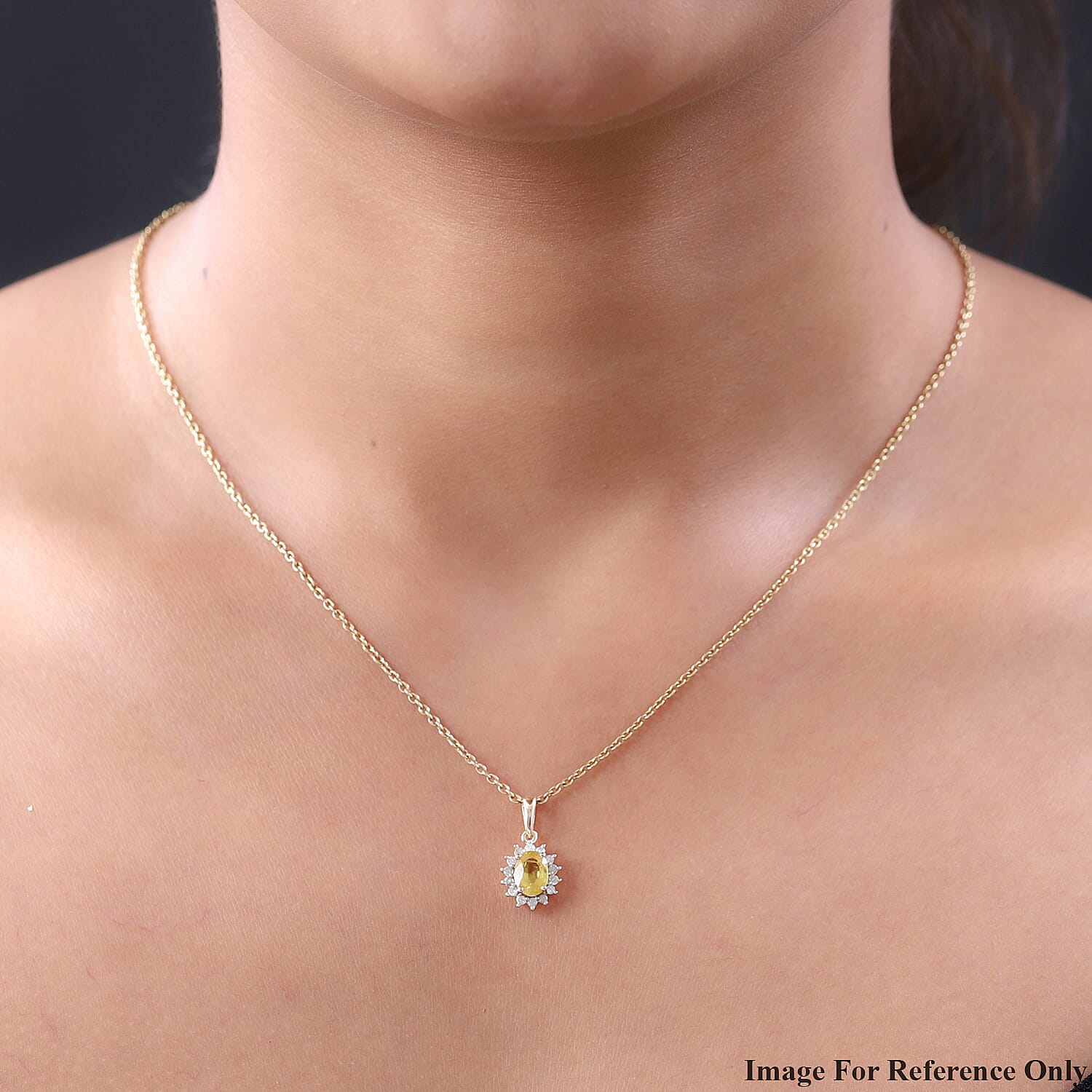 9K Yellow Gold Yellow Sapphire and Diamond (G-H) Pendant 1.24 Ct.