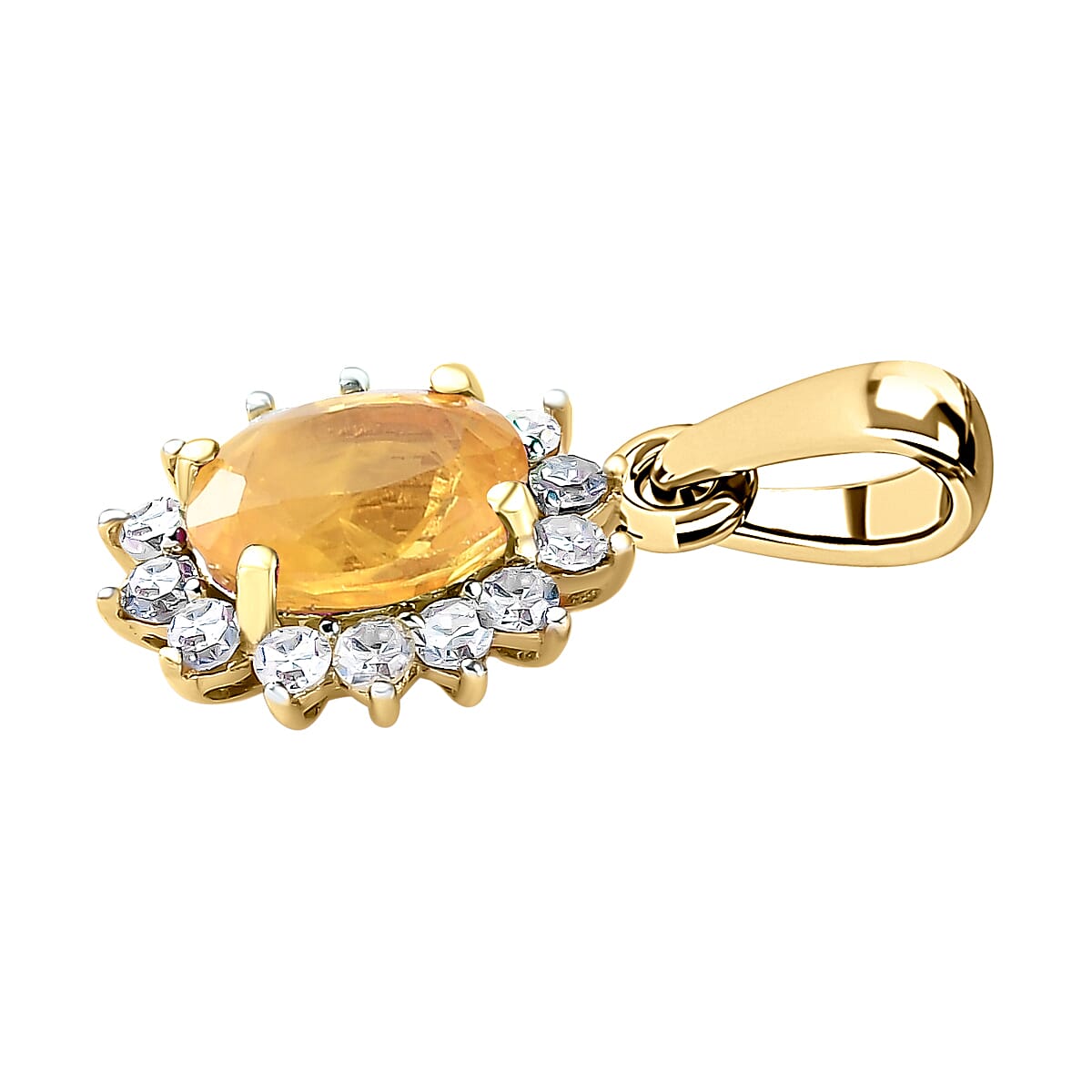 9K Yellow Gold Yellow Sapphire and Diamond (G-H) Pendant 1.24 Ct.
