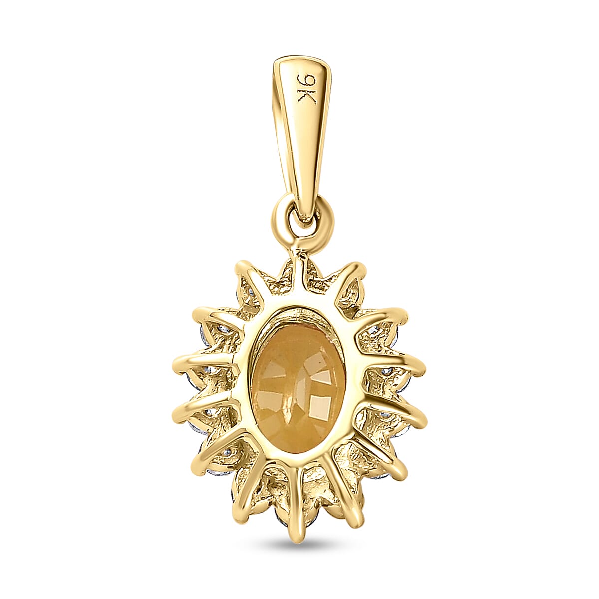 9K Yellow Gold Yellow Sapphire and Diamond (G-H) Pendant 1.24 Ct.