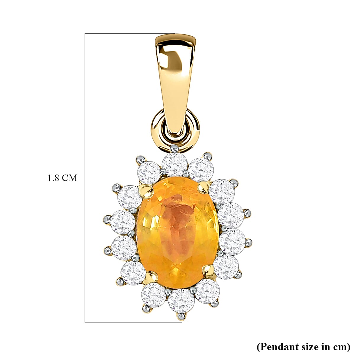 9K Yellow Gold Yellow Sapphire and Diamond (G-H) Pendant 1.24 Ct.