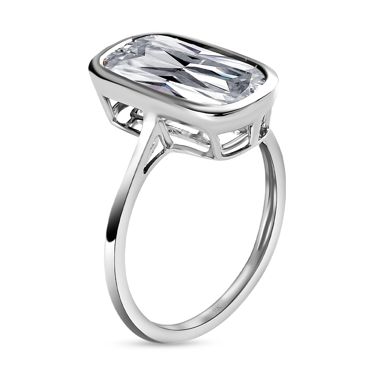 9K White Gold Moissanite Ring 3.81 Ct.