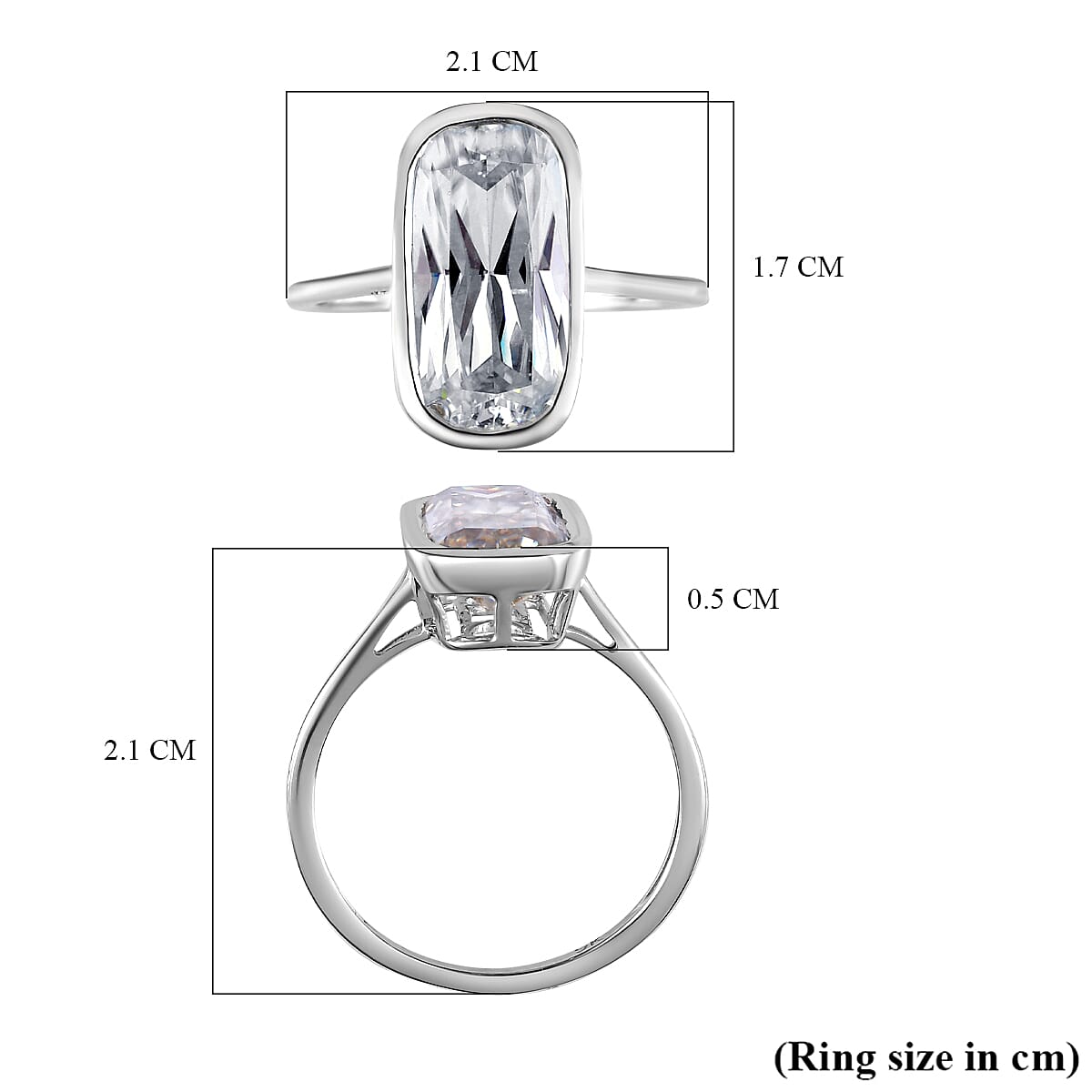 9K White Gold Moissanite Ring 3.81 Ct.