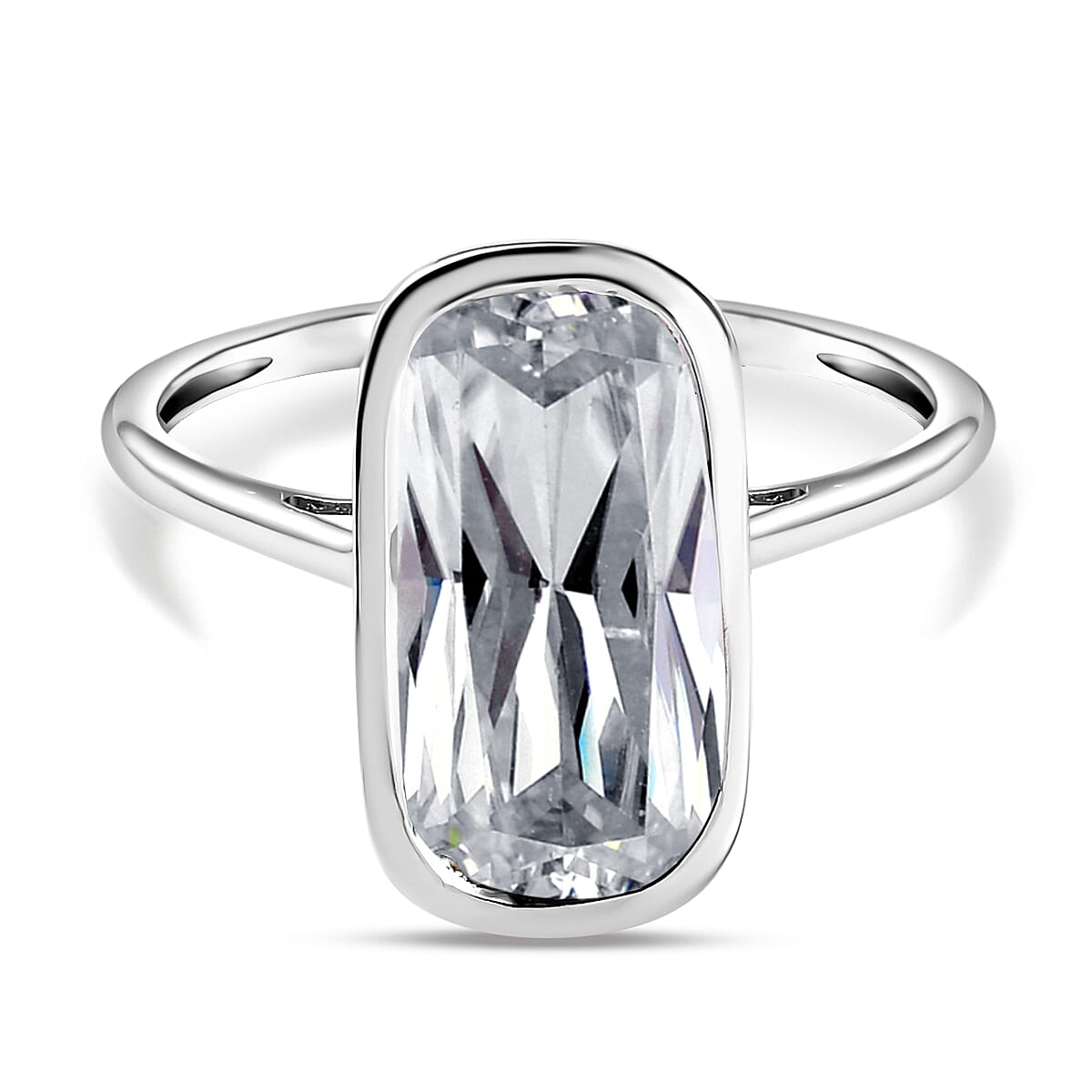 9K White Gold Moissanite Ring 3.81 Ct.