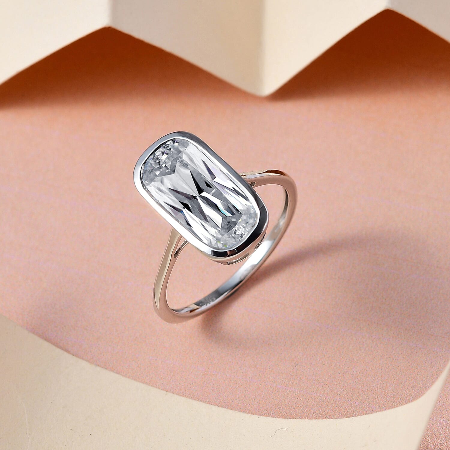 9K White Gold Moissanite Ring 3.81 Ct.