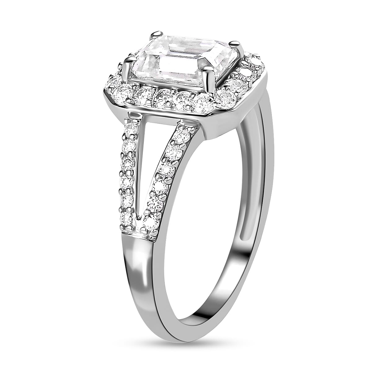 9K White Gold Moissanite Ring 1.46 Ct.