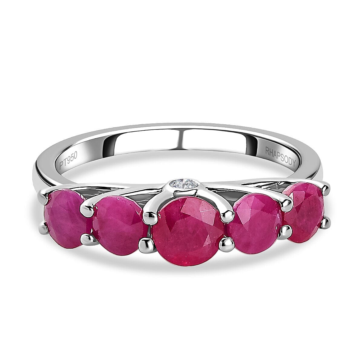 950 Platinum AAAA Ruby and Diamond (VS) Ring 2.37 Ct, Platinum Wt. 5.04 Gms.