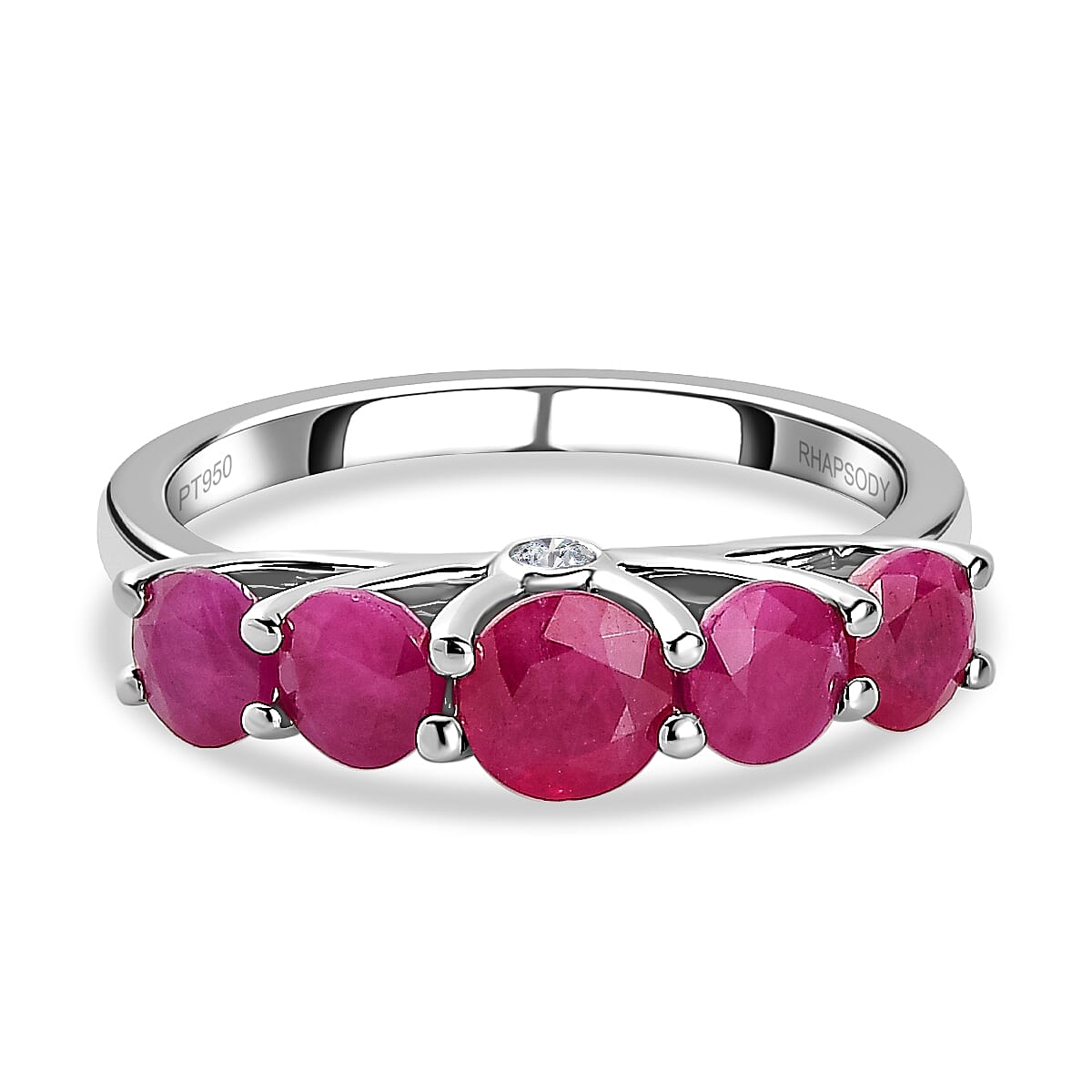 950 Platinum AAAA Ruby and Diamond (VS) Ring 2.37 Ct, Platinum Wt. 5.04 Gms.