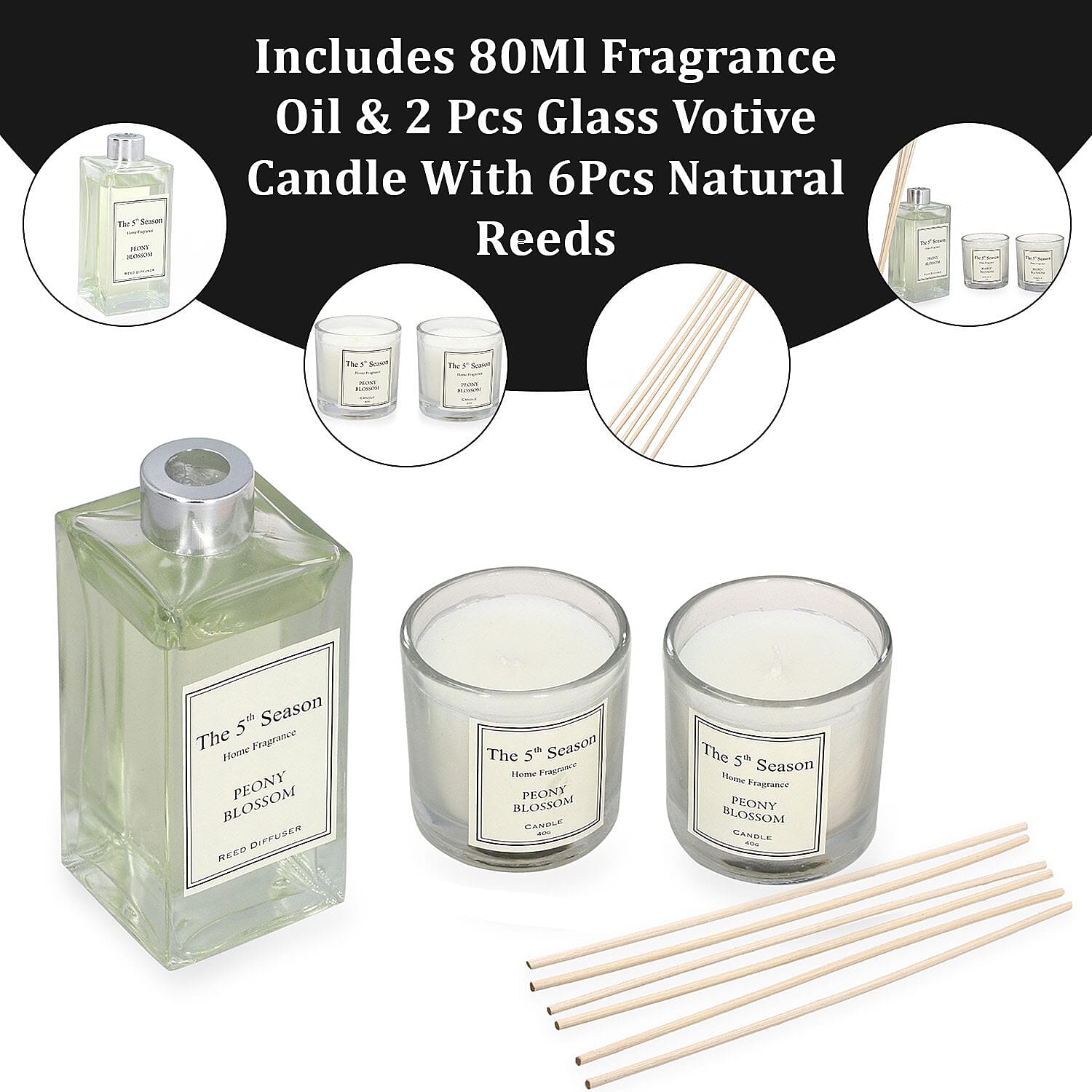 The 5th Season Fragrance Peony Blossom Gift Sets (Size 13x12x3 cm) - White