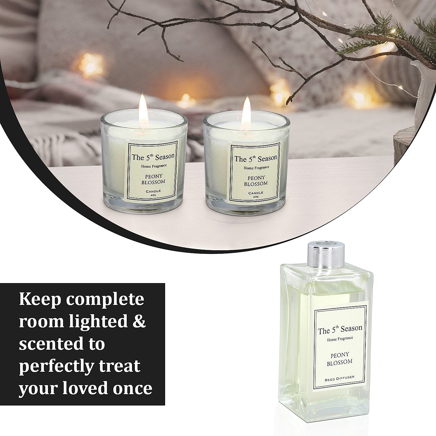 The 5th Season Fragrance Peony Blossom Gift Sets (Size 13x12x3 cm) - White