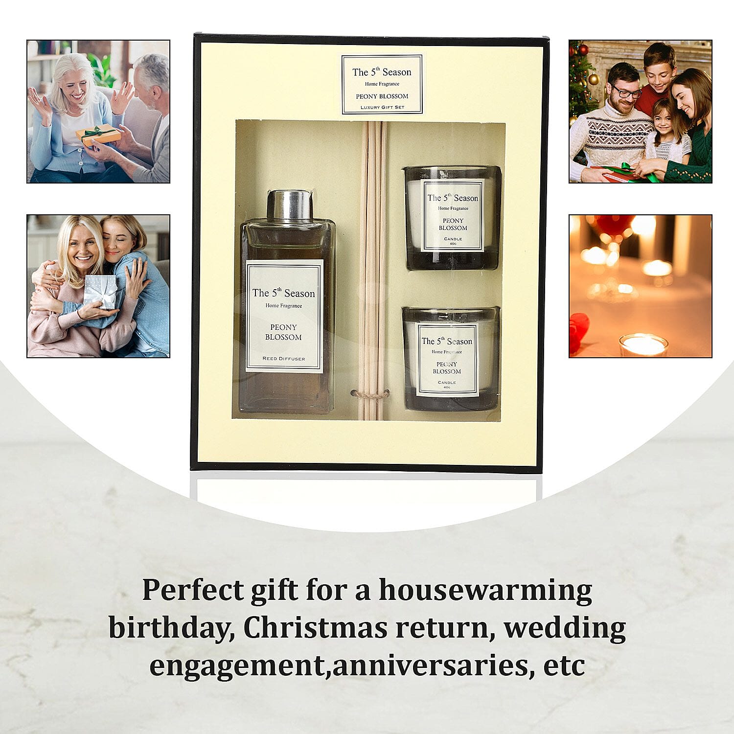 The 5th Season Fragrance Peony Blossom Gift Sets (Size 13x12x3 cm) - White