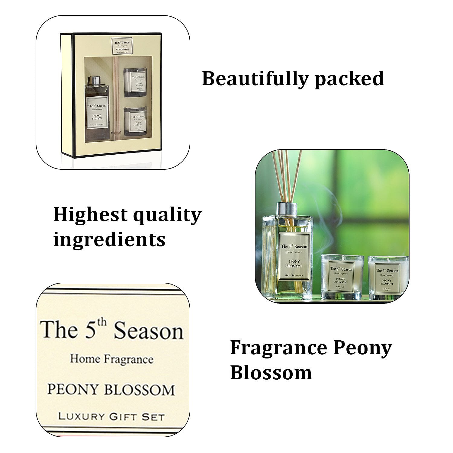 The 5th Season Fragrance Peony Blossom Gift Sets (Size 13x12x3 cm) - White