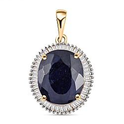  9K Yellow Gold AA Masoala Sapphire and Diamond Halo Pendant 7.84 Ct