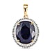  9K Yellow Gold AA Masoala Sapphire and Diamond Halo Pendant 7.84 Ct