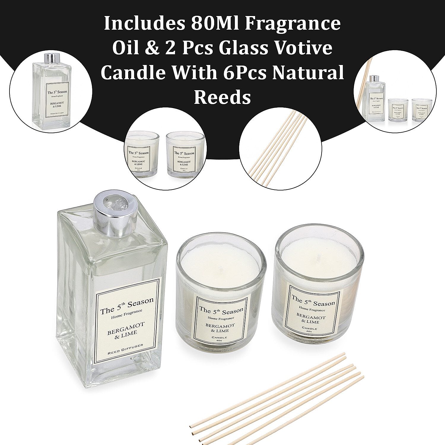 The 5th Season Fragrance Bergamot and Lime Gift Sets (Size 13x12x3 cm) - White