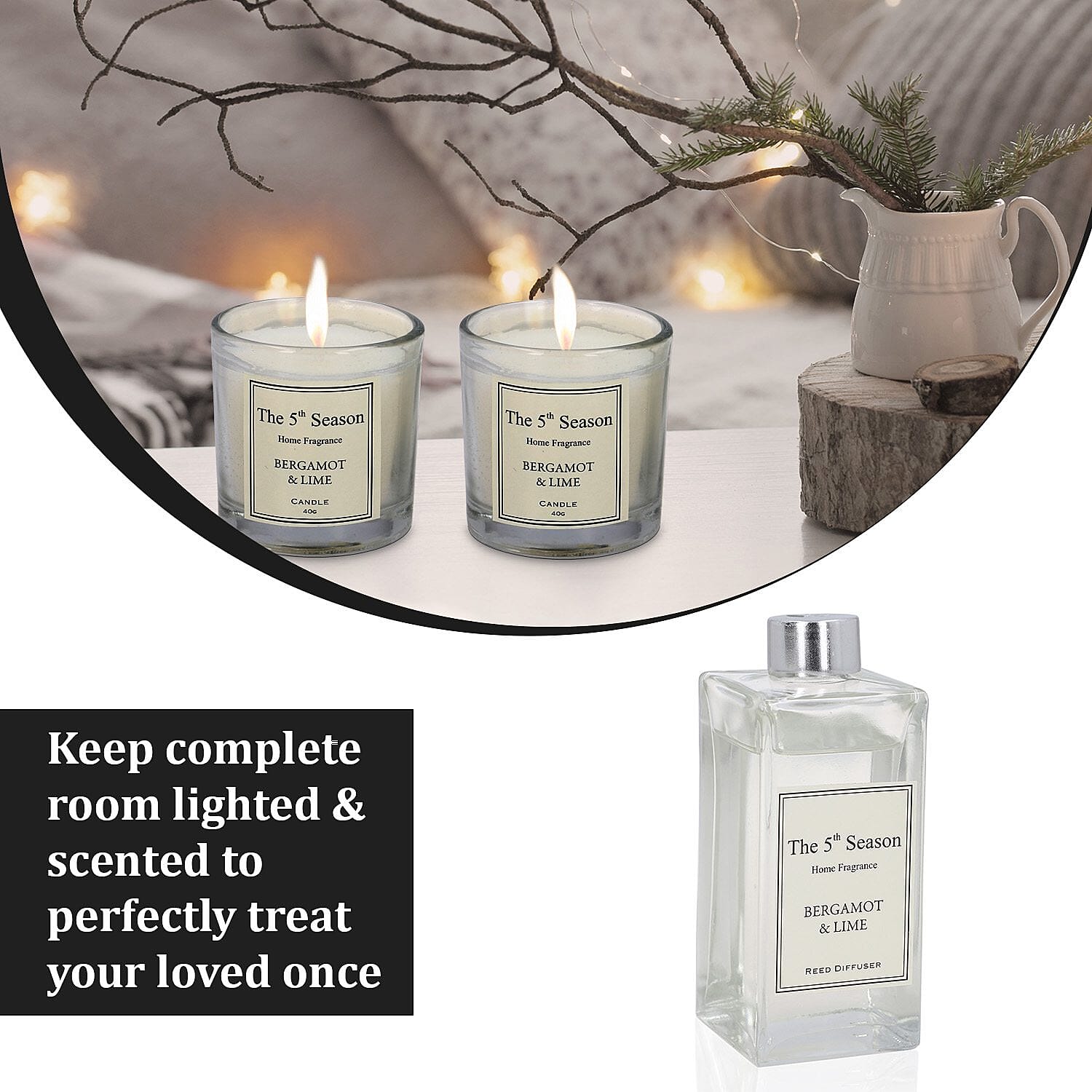 The 5th Season Fragrance Bergamot and Lime Gift Sets (Size 13x12x3 cm) - White
