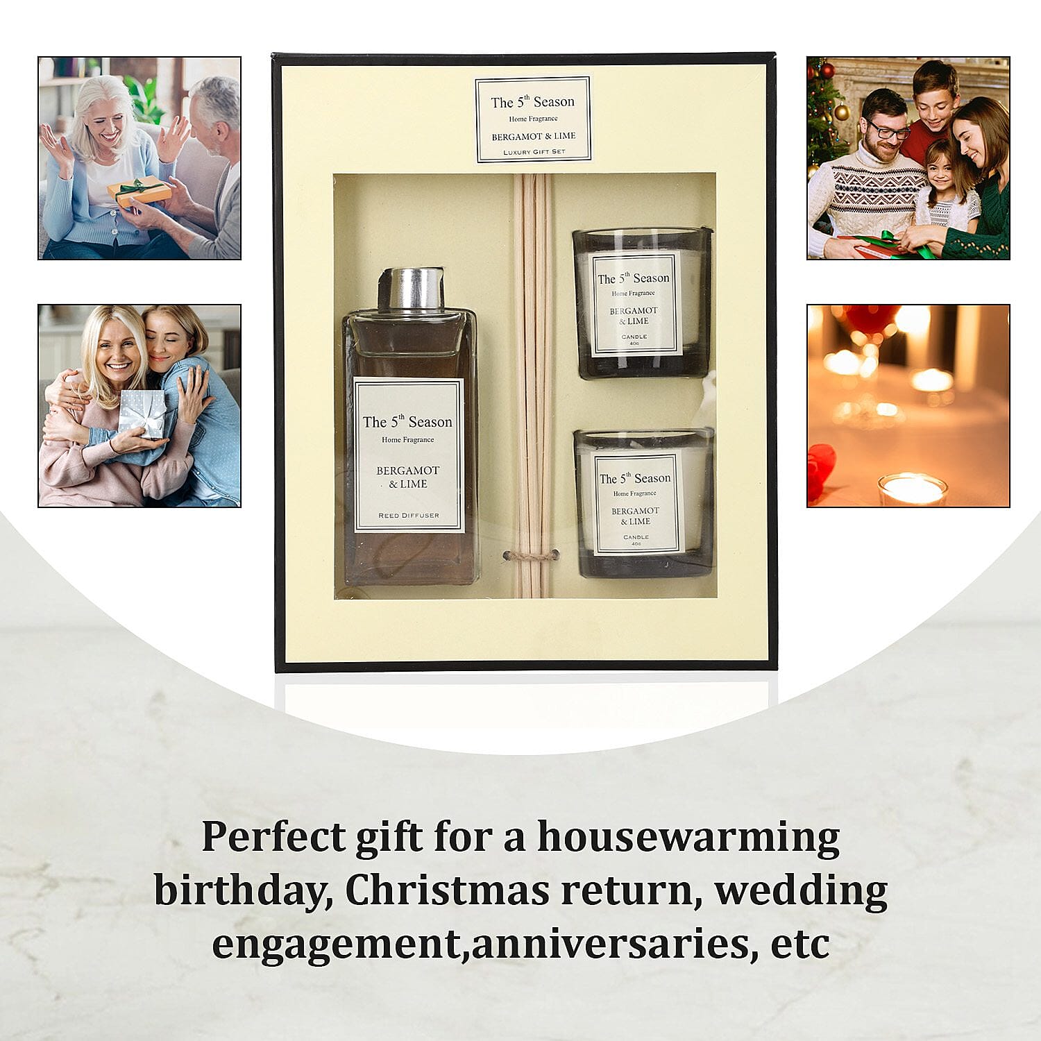 The 5th Season Fragrance Bergamot and Lime Gift Sets (Size 13x12x3 cm) - White