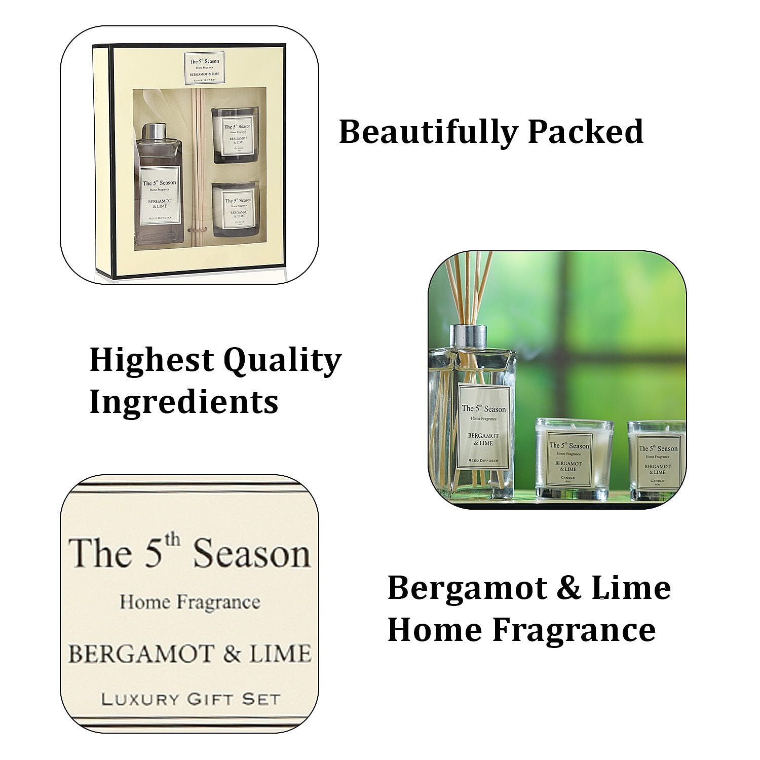 The 5th Season Fragrance Bergamot and Lime Gift Sets (Size 13x12x3 cm) - White