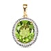 9K Yellow Gold AA Hebei Peridot and Diamond Pendant 5.12 Ct.