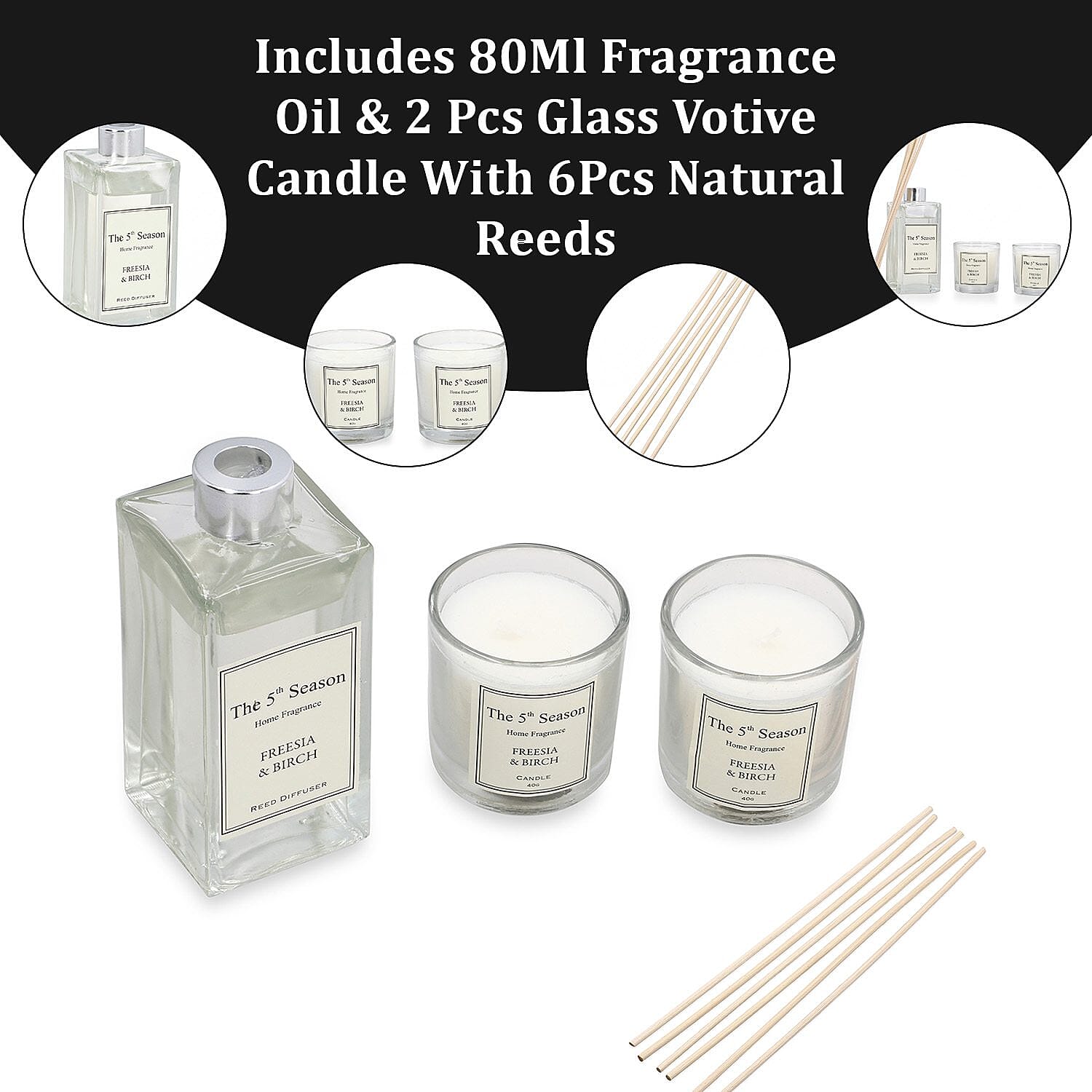 The 5th Season Fragrance Freesia and Birch Gift Sets (Size 13x12x3 cm) - White